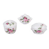 Maxbell 3pcs Doll House Kitchen Miniature Casserole Pot Bowl Lid with Floral Pattern