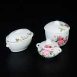 Maxbell 3pcs Doll House Kitchen Miniature Casserole Pot Bowl Lid with Floral Pattern