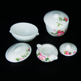 Maxbell 3pcs Doll House Kitchen Miniature Casserole Pot Bowl Lid with Floral Pattern