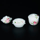 Maxbell 3pcs Doll House Kitchen Miniature Casserole Pot Bowl Lid with Floral Pattern