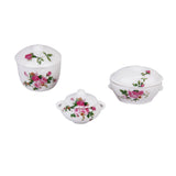 Maxbell 3pcs Doll House Kitchen Miniature Casserole Pot Bowl Lid with Floral Pattern