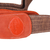Maxbell Cotton Guitar Bass Strap with Orange Red Leather End Adjustable 30"-51" Length
