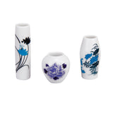 Maxbell 3pcs Doll House Miniature Plastic Flower Vase with Blue Painted Floral