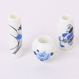Maxbell 3pcs Doll House Miniature Plastic Flower Vase with Blue Painted Floral