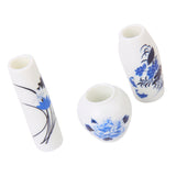 Maxbell 3pcs Doll House Miniature Plastic Flower Vase with Blue Painted Floral