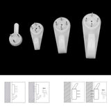 Maxbell Plastic Hard Wall Picture Frame Hooks Hangers 4-Pin Pack of 20 Medium White