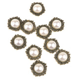 Maxbell 30 Pieces Vintage Crystal Pearl Button Flatback Wedding Craft Embellishment