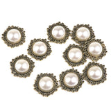 Maxbell 30 Pieces Vintage Crystal Pearl Button Flatback Wedding Craft Embellishment
