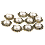Maxbell 30 Pieces Vintage Crystal Pearl Button Flatback Wedding Craft Embellishment