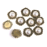 Maxbell 30 Pieces Vintage Crystal Pearl Button Flatback Wedding Craft Embellishment