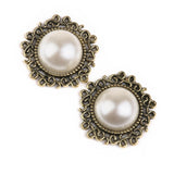 Maxbell 30 Pieces Vintage Crystal Pearl Button Flatback Wedding Craft Embellishment
