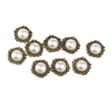 Maxbell 30 Pieces Vintage Crystal Pearl Button Flatback Wedding Craft Embellishment