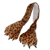 Leopard Bear/ panda/ Rabbit Animal Plush Faux Fur Scarf with Paws & Claws