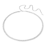 Oblique Crystal 5 Row Ladies Waist Chain Belt in Silver