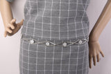 Crystal Flower Ladies Waist Chain Belt in Silver