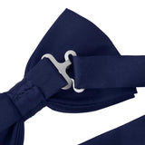 3pcs Men's Satin Bow Tie Cummerbund Hanky Handkerchief Deep Blue