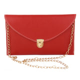 Max Maxb Ladies Leather Style Envelope Clutch Bag Purse with Chain red