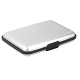 Mini Waterproof Striped Aluminum Metal Case ID Credit Card Holder - Silver