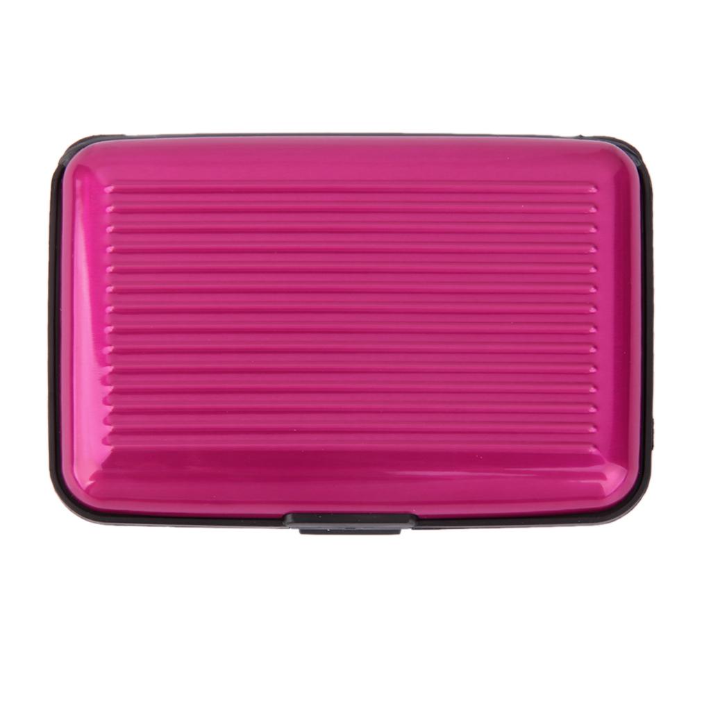 Maxbell  Mini Waterproof Striped Aluminum Metal Case ID Credit Card Holder - Rose Red