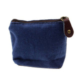 Unisex Canvas Zip Coin Purse Mini Money Wallet Pouch Purse Dark Blue