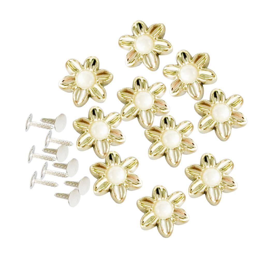 10Pcs Plastic Flower Rivets & Studs For Clothes Bags Hats Decor 19mm Gold - Aladdin Shoppers