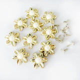 10Pcs Plastic Flower Rivets & Studs For Clothes Bags Hats Decor 19mm Gold - Aladdin Shoppers