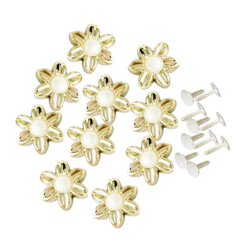 10Pcs Plastic Flower Rivets & Studs For Clothes Bags Hats Decor 19mm Gold - Aladdin Shoppers