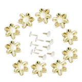 10Pcs Plastic Flower Rivets & Studs For Clothes Bags Hats Decor 19mm Gold - Aladdin Shoppers
