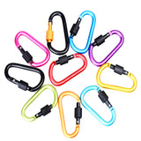 10Pieces D Ring Carabiner Screw Lock Climbing Buckle Snap Spring Clip Aluminum Alloy Hook Keychain for Camping Outdoor Activity - Aladdin Shoppers
