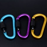 10Pieces D Ring Carabiner Screw Lock Climbing Buckle Snap Spring Clip Aluminum Alloy Hook Keychain for Camping Outdoor Activity - Aladdin Shoppers