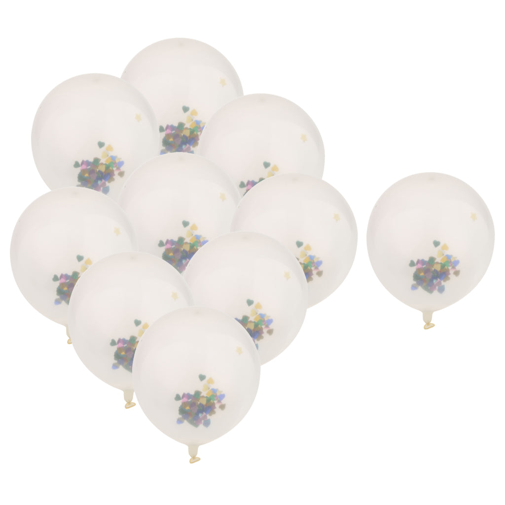 10x Clear Latex Balloons with Colorful Heart Confetti Party Decoration 12in - Aladdin Shoppers