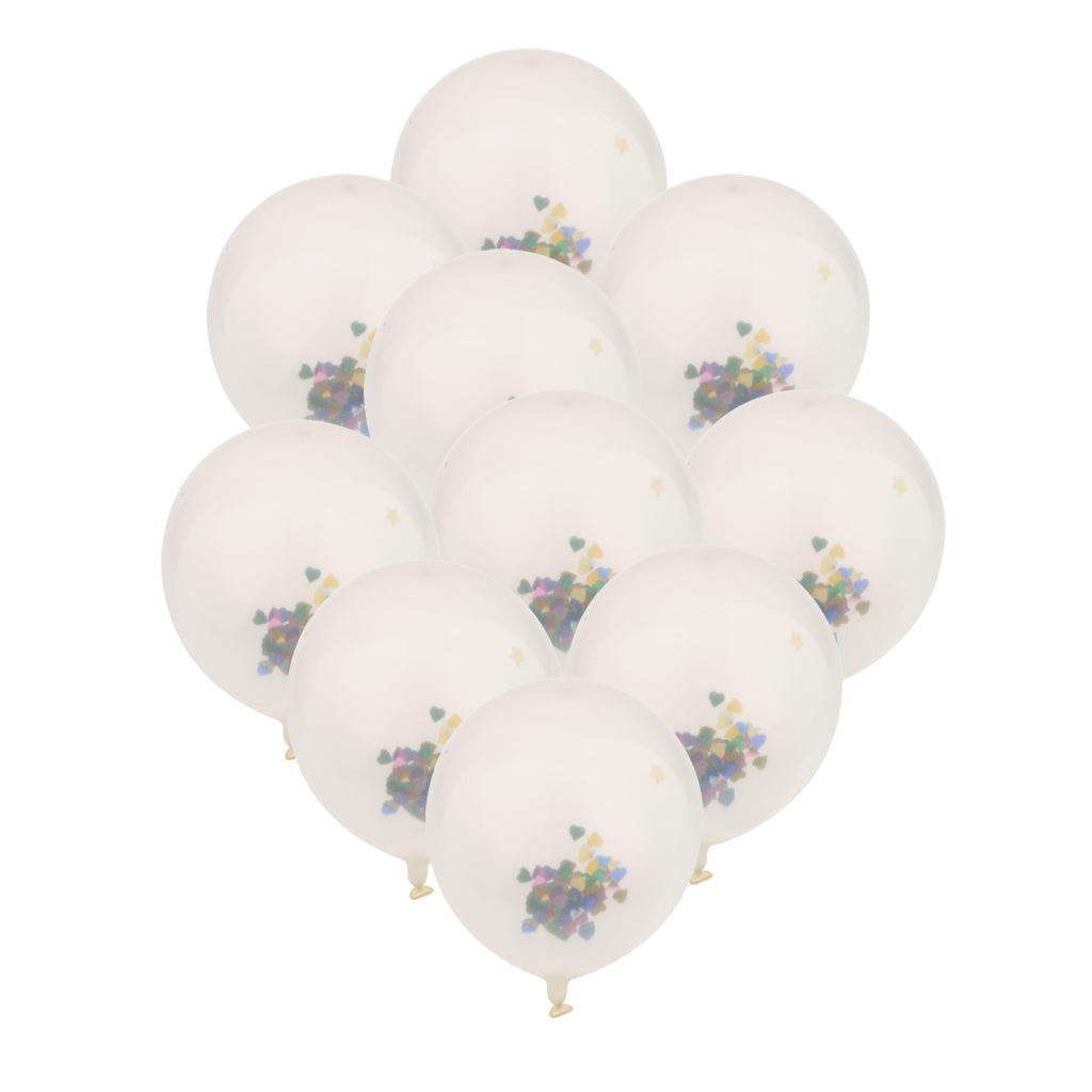 10x Clear Latex Balloons with Colorful Heart Confetti Party Decoration 12in - Aladdin Shoppers