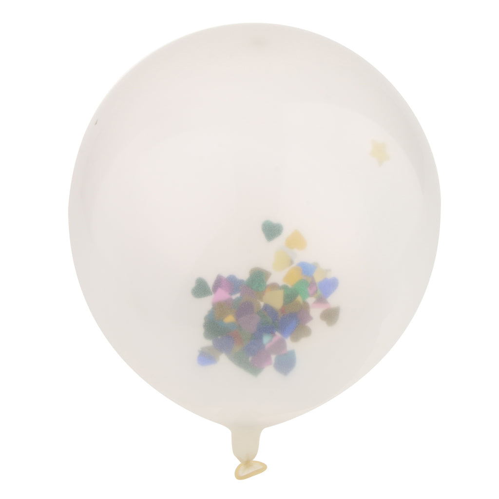 10x Clear Latex Balloons with Colorful Heart Confetti Party Decoration 12in - Aladdin Shoppers