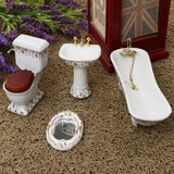 1/12 Dollhouse Mini Furniture Porcelain Bathroom Set Floral Toilet, Bathtub & Basin #2 - Aladdin Shoppers