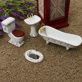 1/12 Dollhouse Mini Furniture Porcelain Bathroom Set Floral Toilet, Bathtub & Basin #2 - Aladdin Shoppers