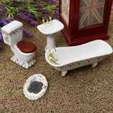 1/12 Dollhouse Mini Furniture Porcelain Bathroom Set Floral Toilet, Bathtub & Basin #2 - Aladdin Shoppers