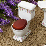 1/12 Dollhouse Mini Furniture Porcelain Bathroom Set Floral Toilet, Bathtub & Basin #2 - Aladdin Shoppers