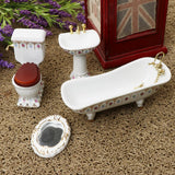 1/12 Dollhouse Mini Furniture Porcelain Bathroom Set Floral Toilet, Bathtub & Basin #2 - Aladdin Shoppers
