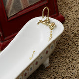 1/12 Dollhouse Mini Furniture Porcelain Bathroom Set Floral Toilet, Bathtub & Basin #2 - Aladdin Shoppers