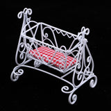 1/12 Scale Dollhouse Miniature Furniture Metal Cradle Rocking Bed White - Aladdin Shoppers