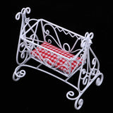 1/12 Scale Dollhouse Miniature Furniture Metal Cradle Rocking Bed White - Aladdin Shoppers