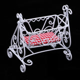 1/12 Scale Dollhouse Miniature Furniture Metal Cradle Rocking Bed White - Aladdin Shoppers