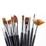 12 Piece Professional Nylon Hair Paint Brushes for Watercolor Acrylic Painting - Aladdin Shoppers