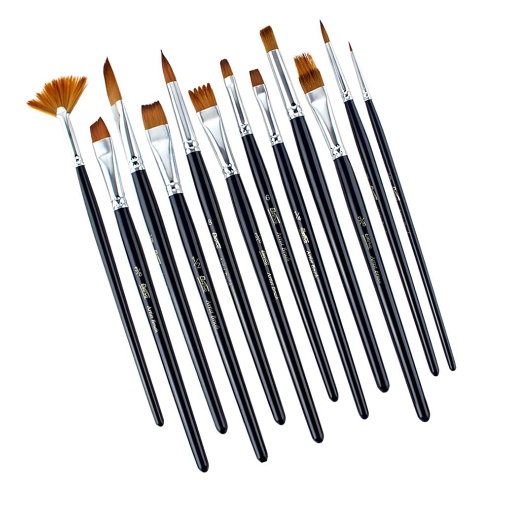 12 Piece Professional Nylon Hair Paint Brushes for Watercolor Acrylic Painting - Aladdin Shoppers