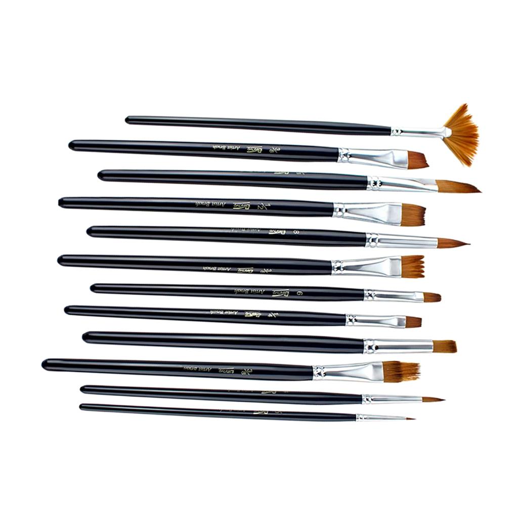12 Piece Professional Nylon Hair Paint Brushes for Watercolor Acrylic Painting - Aladdin Shoppers