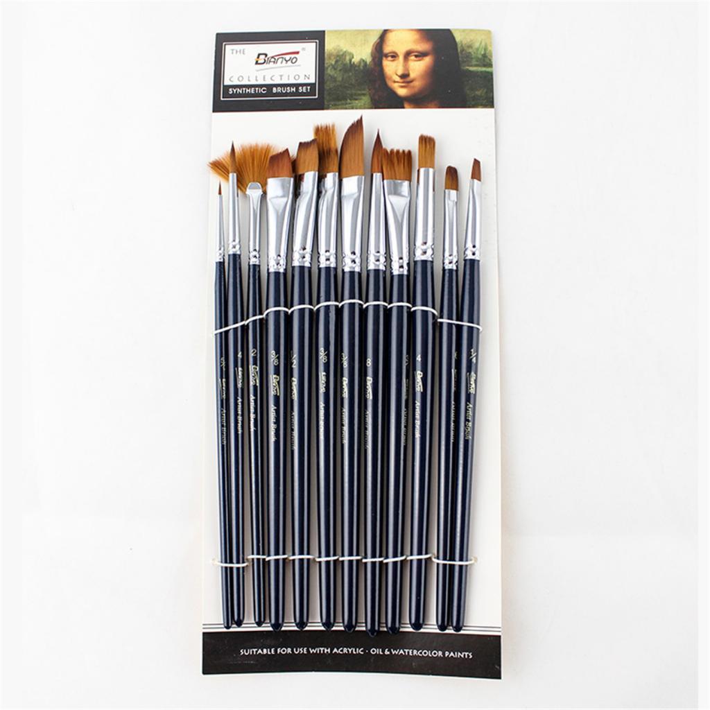 12 Piece Professional Nylon Hair Paint Brushes for Watercolor Acrylic Painting - Aladdin Shoppers