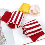 Red White Stripes Thigh High Stockings --- Cotton