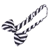 Mens Tuxedo Stripe Woven Bow Tie Bowtie Necktie Black And White