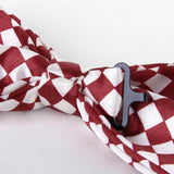 Mens Tuxedo Grid Woven Bow Tie Bowtie Necktie Darkred And White