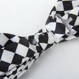 Mens Tuxedo Rhomb Grid Woven Bow Tie Bowtie Necktie Black And White